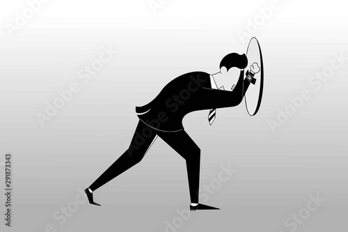 Vector illustration of an entrepreneur fending off an attack using a shield