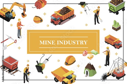 Isometric Mining Industry Concept