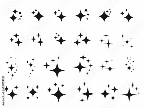 Canvas-taulu Set of shine icons, Clean star icons