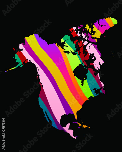 North America colorful vector map silhouette