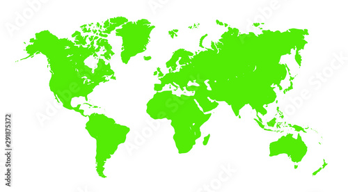  Colorful vector world map. North and South America, Asia, Europe, Africa, Australia. 