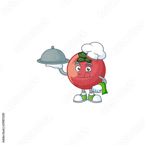 Chef with food velvet apple fruit for healthy juice