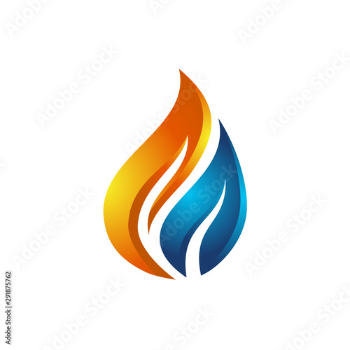 Flame and water drop logo vector © razzan