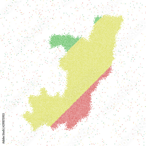 Mosaic style map of Congo with the national flag. Vector illustration of the region.