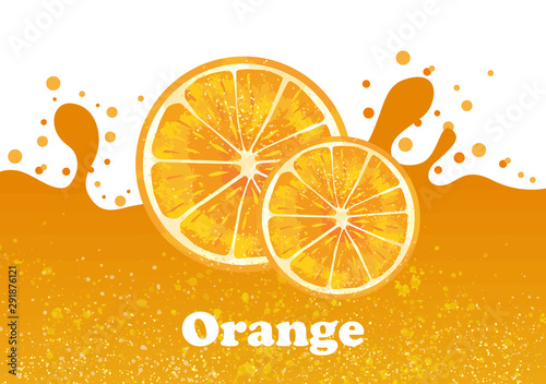 Orange　オレンジ　果物　水彩　手書き　にじみ　植物　果実　果汁　オレンジジュース