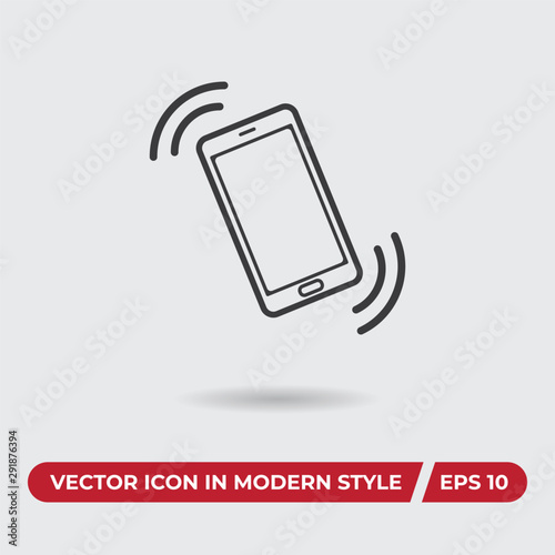Mobile phone vibrating vector icon in modern style for web site and mobile app