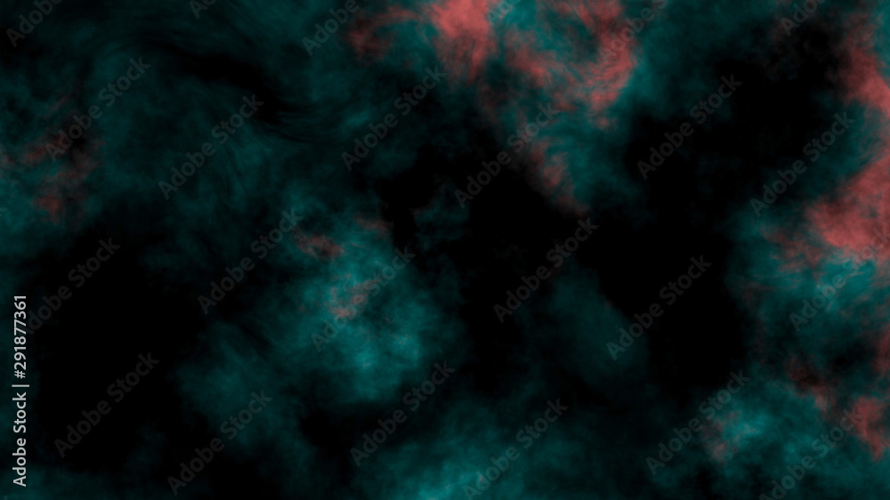 Abstract green, red smoke. Atmospheric and mystic smoke background. 