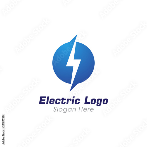 Free Download Creative electric logo with circle and thunder in negative space. vector illustration - GFXLoad