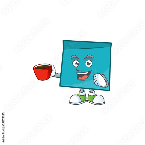 Drinking in cup rectangle sticker paper character for company note
