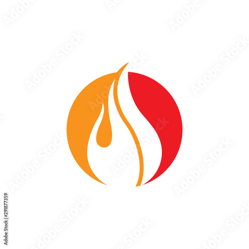 Fire flame logo inspiration with circle shape and fire in negative space. vector illustration