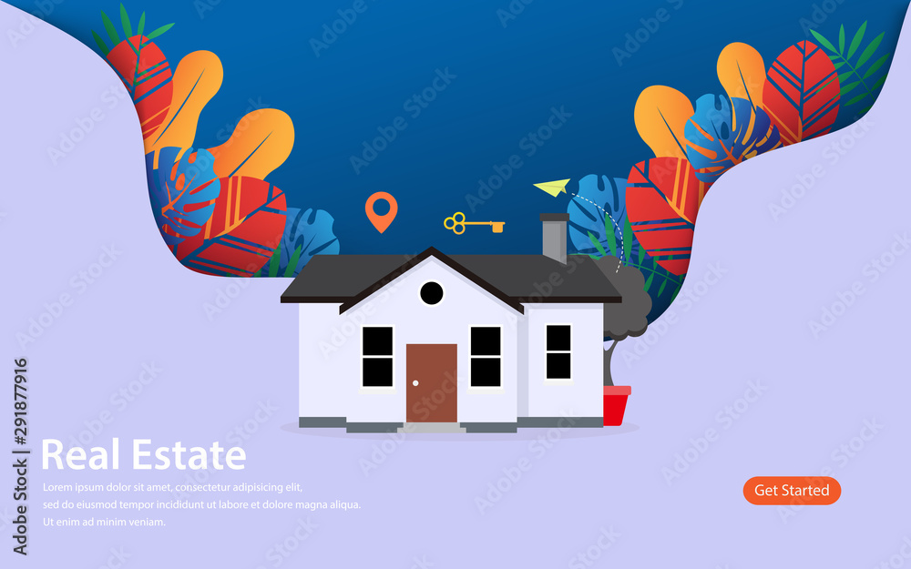 real estate, landing page vector illustration concept