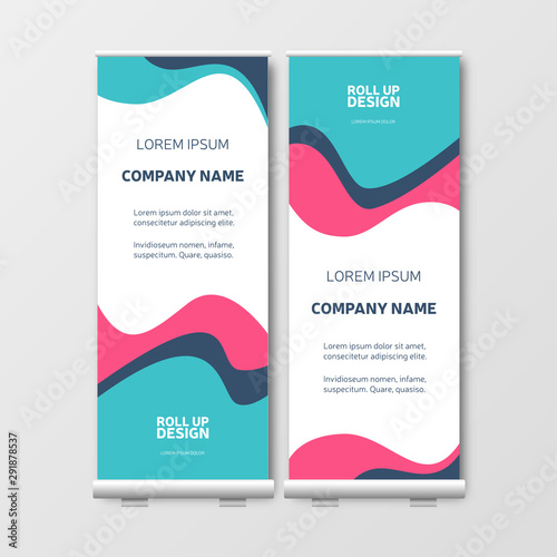 Business Roll Up. Presentation template, color brochure or flyer, vertical banner design, cover geometric background, modern publication layout, eps10
