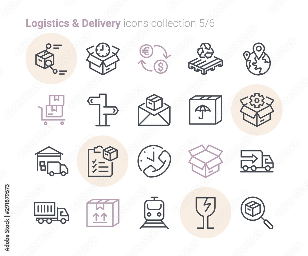 Logistics & Delivery vector icon outline stroke collection Vol.5/6