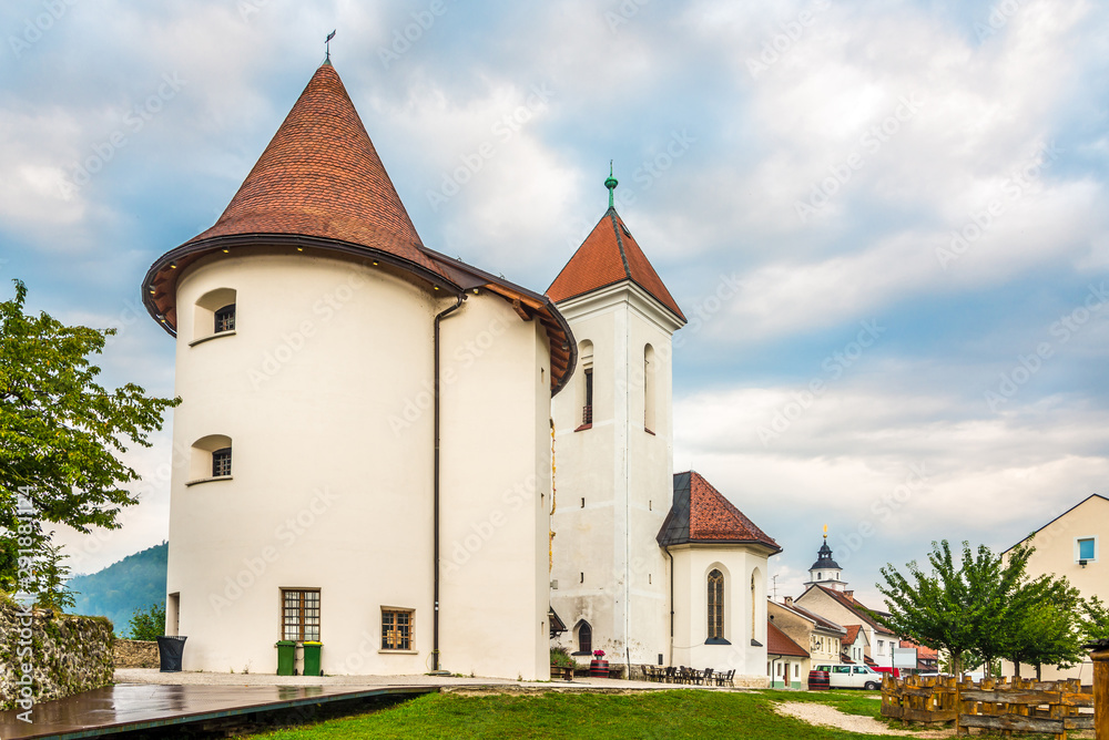 View at the Church of Saint Roch with Pungert Tower in Town Kranj - Slovenia