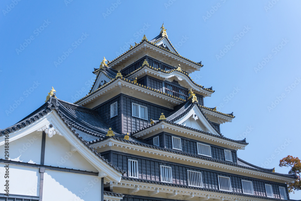 Okayama castle with sakura blooming season Okayama castle with sakura blooming season