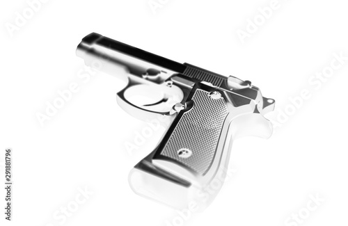 Gun isolated on white background. Legalising of weapons. Criminal problems. photo