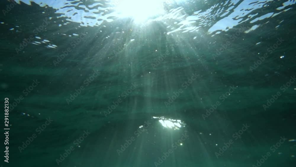 Beautiful underwater shot with penetrating rays of the sun.