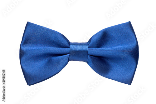 Murais de parede Blue bow tie isolated on white background