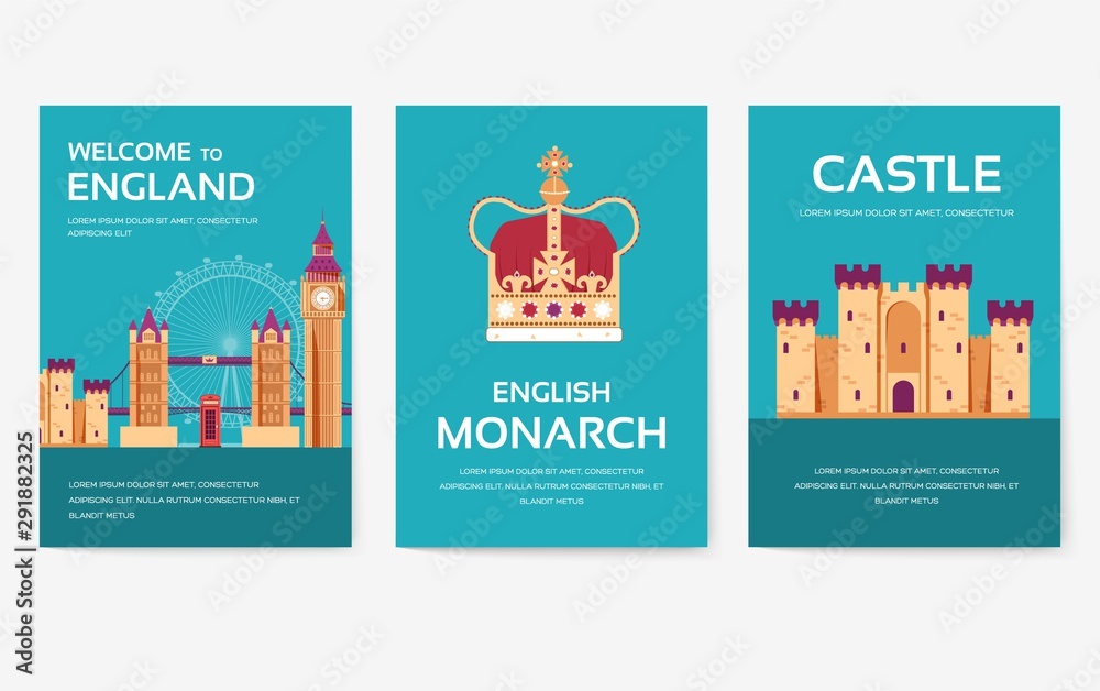Set of England country ornament travel tour concept. London traditional, magazine, book, poster, abstract, element. Vector decorative ethnic greeting card or invitation design background