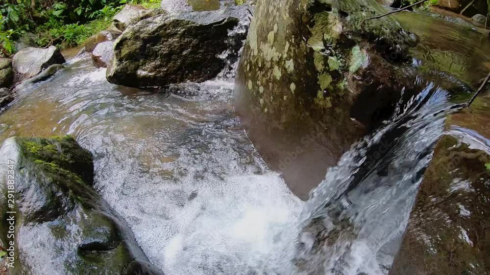 Strong stream of water among the stones in the jungle Strong stream of water among the stones in the jungle
