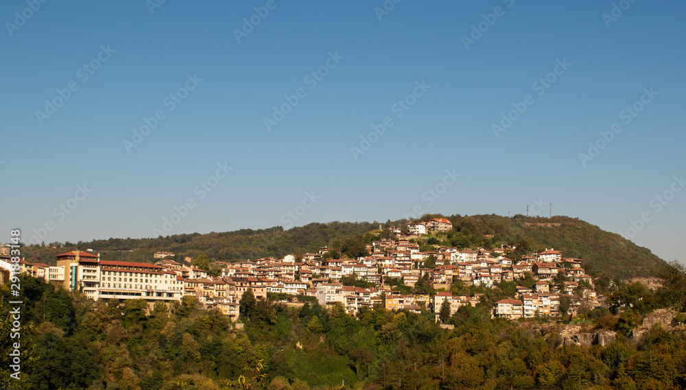 Panorama of the city of Veliko Tarnovo from Bulgaria, seen from the walls of the Tsarevets Fortress.