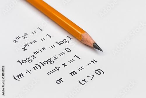 Math exercise and a pencil
