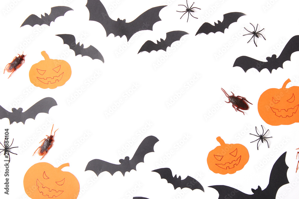 Halloween holiday background top view. Place for pastry dough