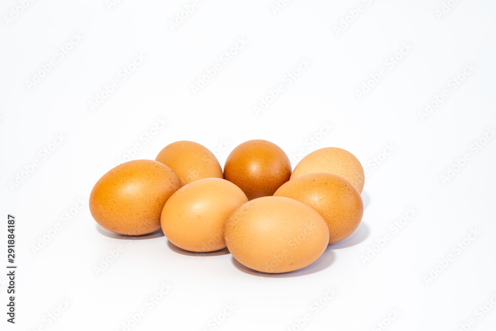 Chicken eggs on a white background Chicken eggs on a white background