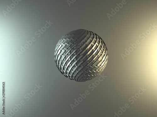 metallic sphere on a grey background