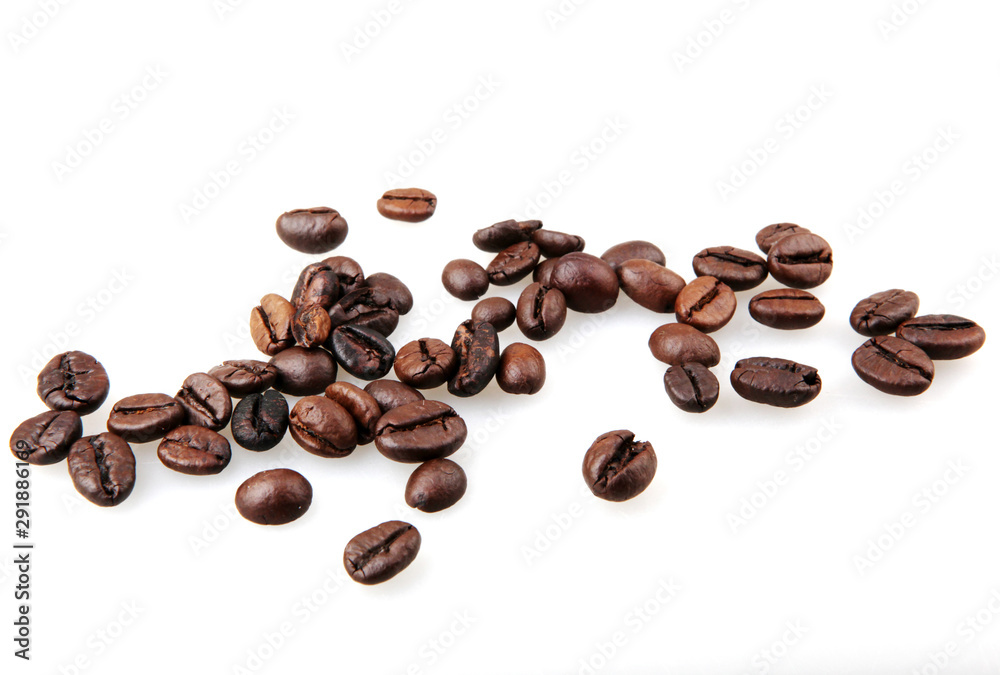 Fresh Roasted Coffee Beans Isolated On White Background