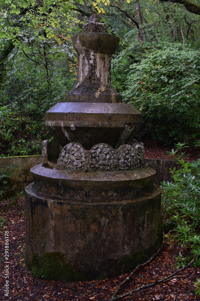 A fountain in the ruins of Tivoli Park Lerryn Cornwall A fountain in the ruins of Tivoli Park Lerryn Cornwall