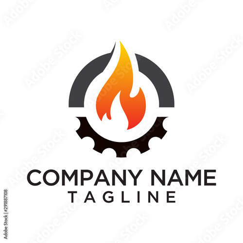 gear and flame logo vector