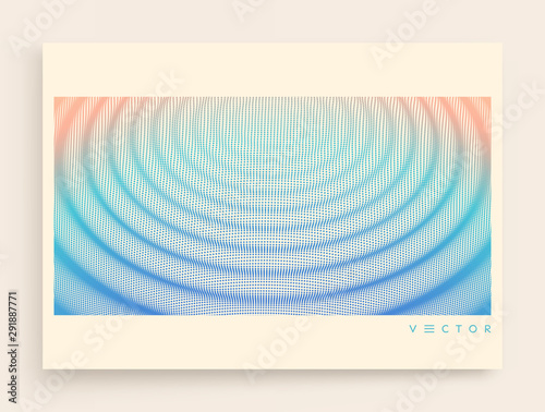 3D wavy background with ripple effect. Vector illustration with particle. 3D grid surface.