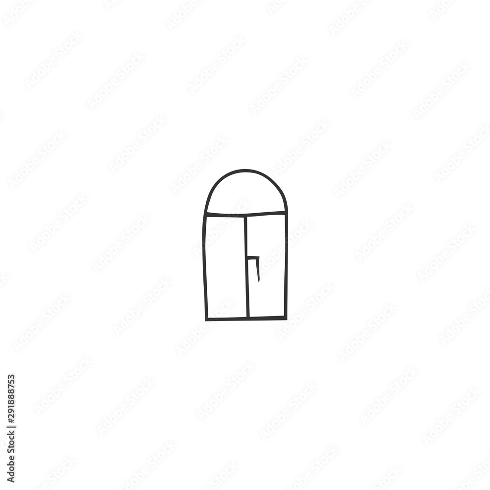 Window icon. Vector hand drawn illustration. Housekeeping and home repairs.