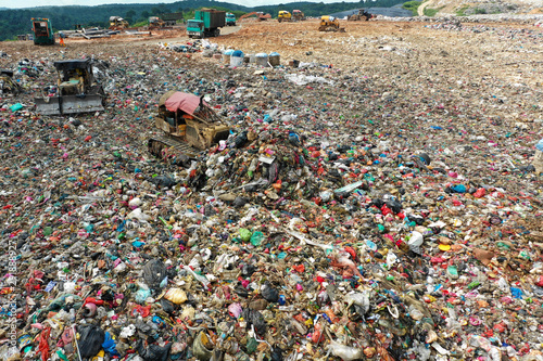 Plastic pollution crisis. Landfill in Malaysia