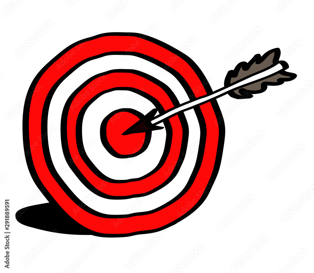 Target and arrow on a white background. Vector illustration. 