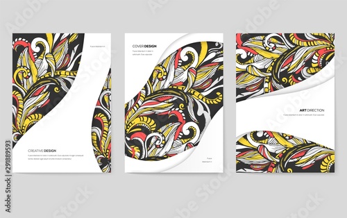 Abstract vector brochure cards set. Print art template of flyear, magazines, posters, book cover, banners. Colorful design invitation concept background. Layout ornament illustrations modern page