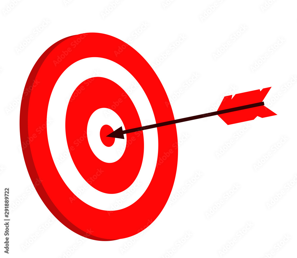 Target and arrow on a white background. Symbol. Vector illustration. 