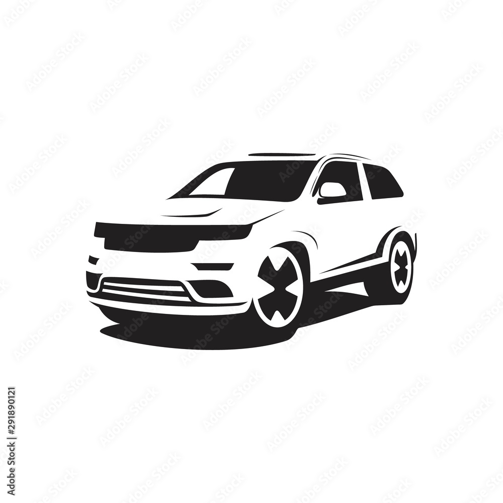 Vector SUV car silhouette style vector for business symbol Stock Vector