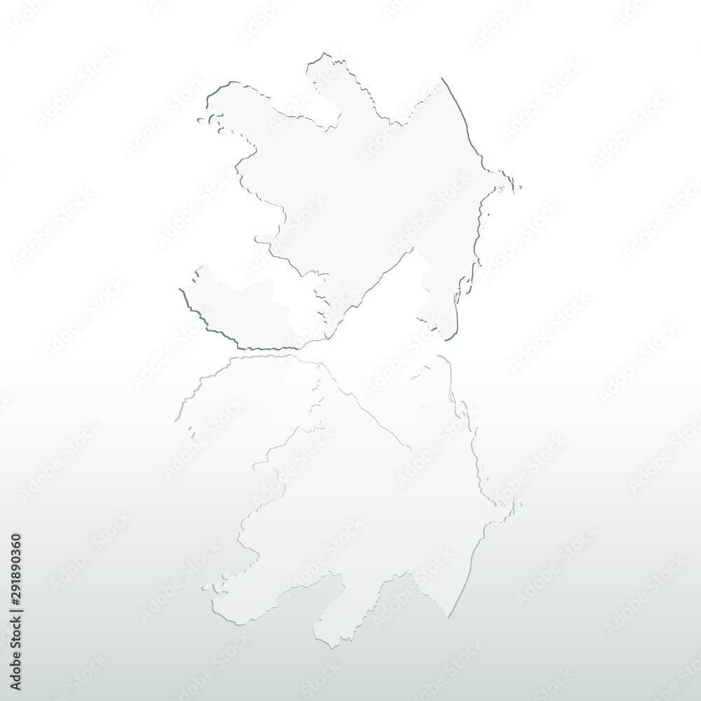 3D Azerbaijan map with shadow. Vector