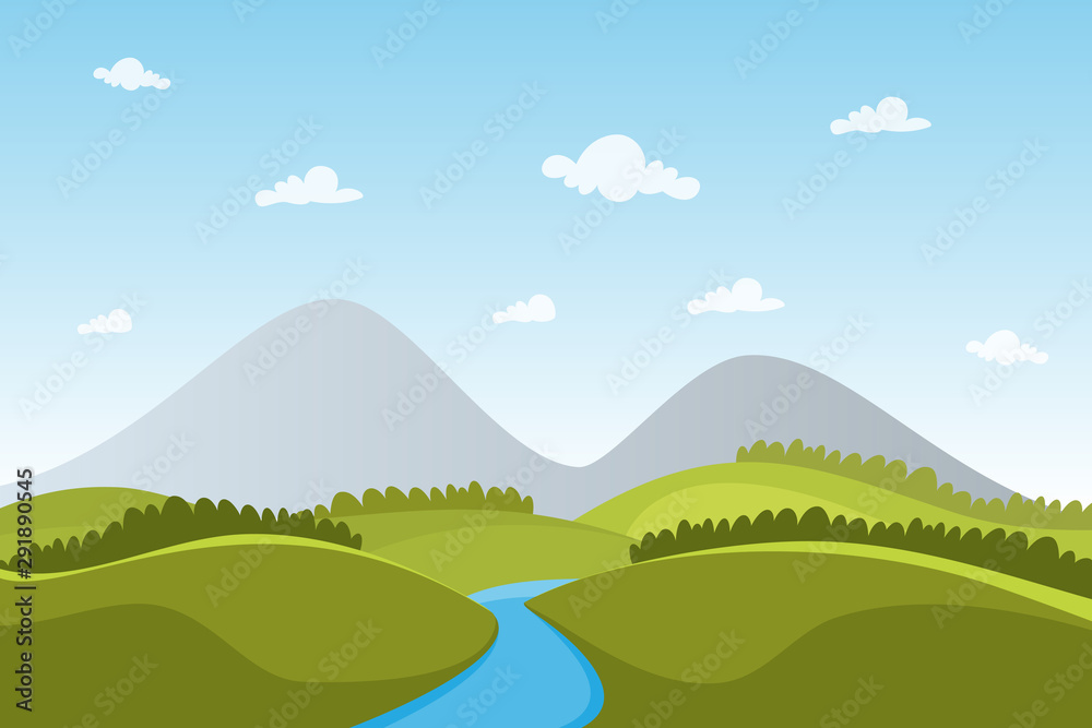 View landscape nature mountain vector for poster, background or wallpaper