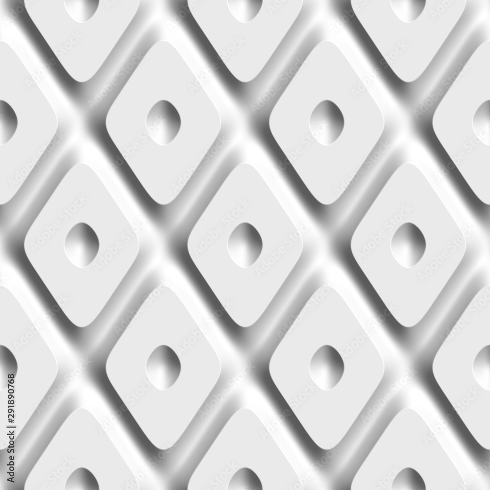 Geometric decorative 3D white background. Seamless pattern. Rendering illustration. Geometric decorative 3D white background. Seamless pattern. Rendering illustration.