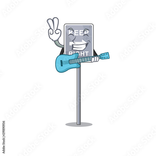With guitar toy keep right shaped on cartoon