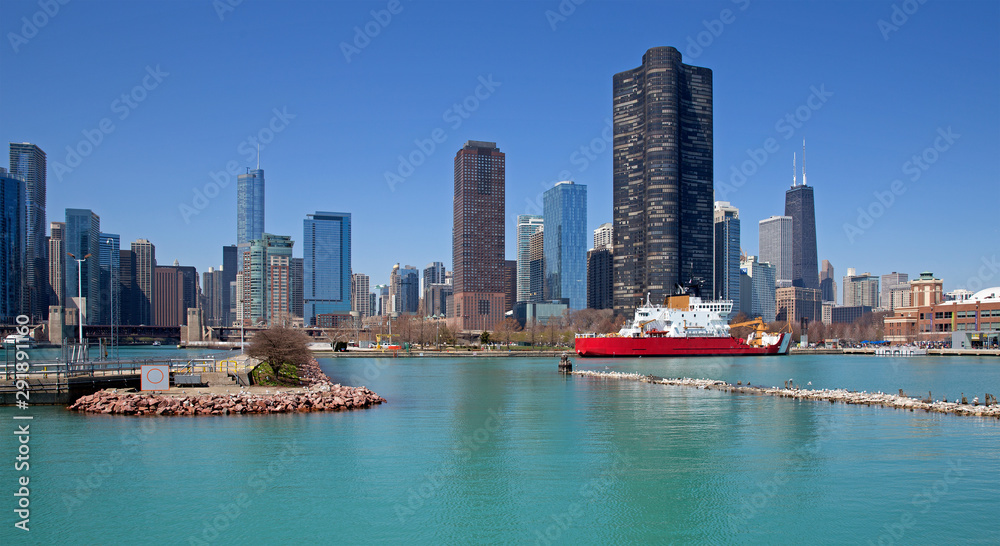 Naklejka premium Skyline of Chicago city