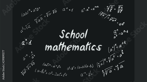 Mathematical school vector formulas on black board