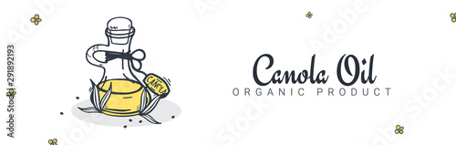 Rapeseed and canola oil banners. Nature Organic product.