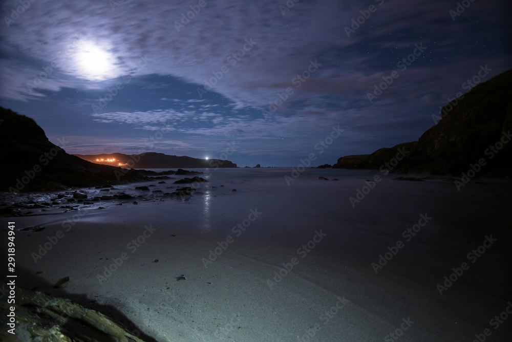 playa de santa Comba por la noche