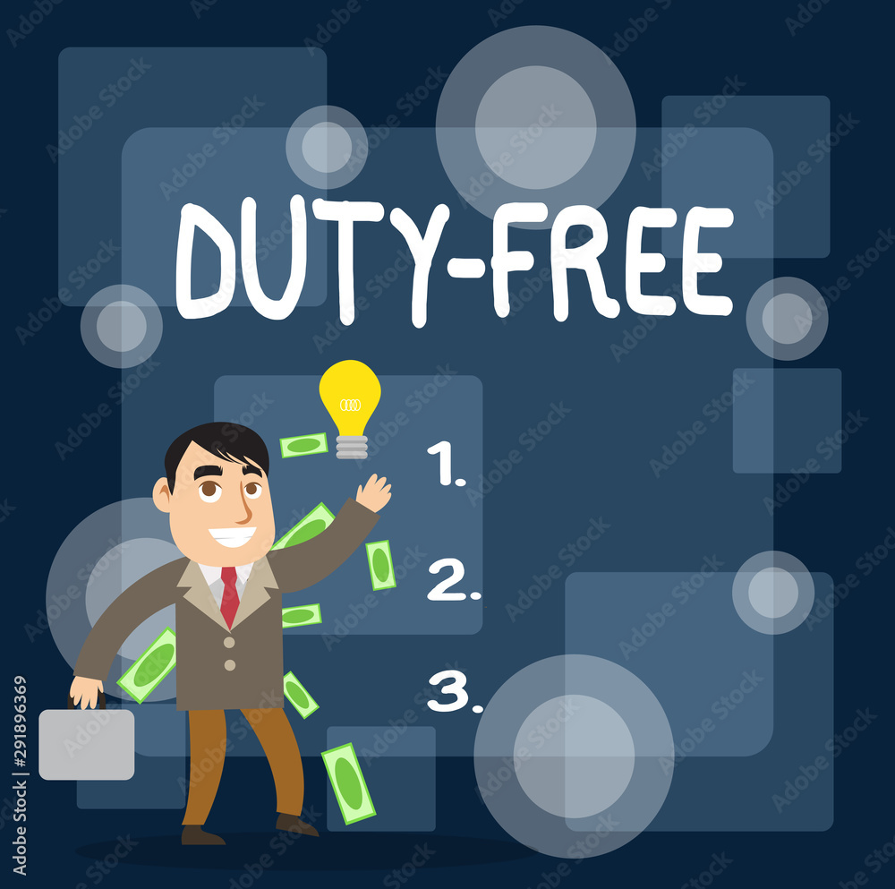 Writing note showing Duty Free. Business concept for Store or establisbhement that sells imported products witout tax Successful Businessman Generating Idea or Finding Solution Writing note showing Duty Free. Business concept for Store or establisbhement that sells imported products witout tax Successful Businessman Generating Idea or Finding Solution