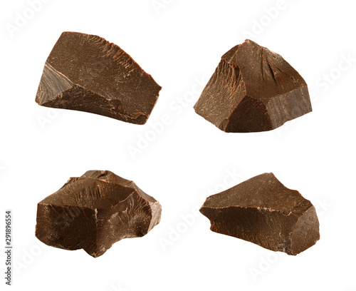 Chocolate pieces isolated on the white background