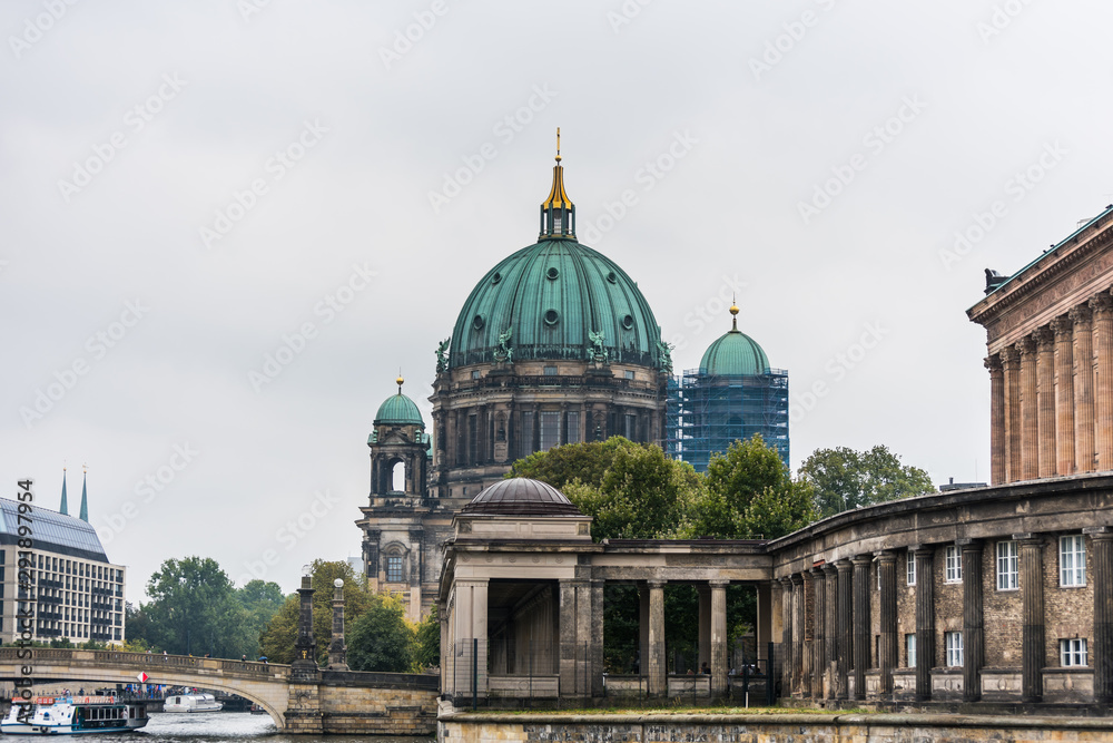 Main building of Berlin Cathedral Church,one of the complex's most imposing buildings, with a 75-meter-high dome. Built in the New Baroque style, the building is the largest church in Berlin